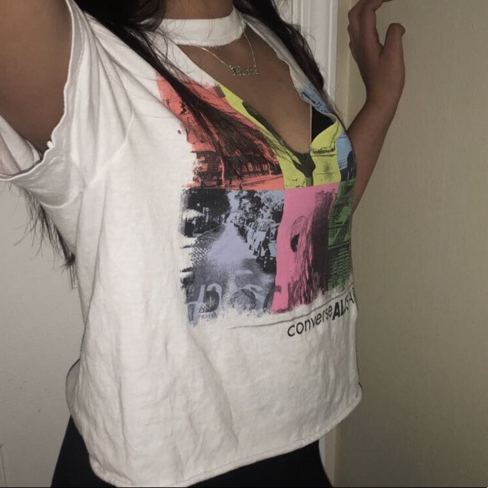 cropped shirt (cut out the v neck by myself)